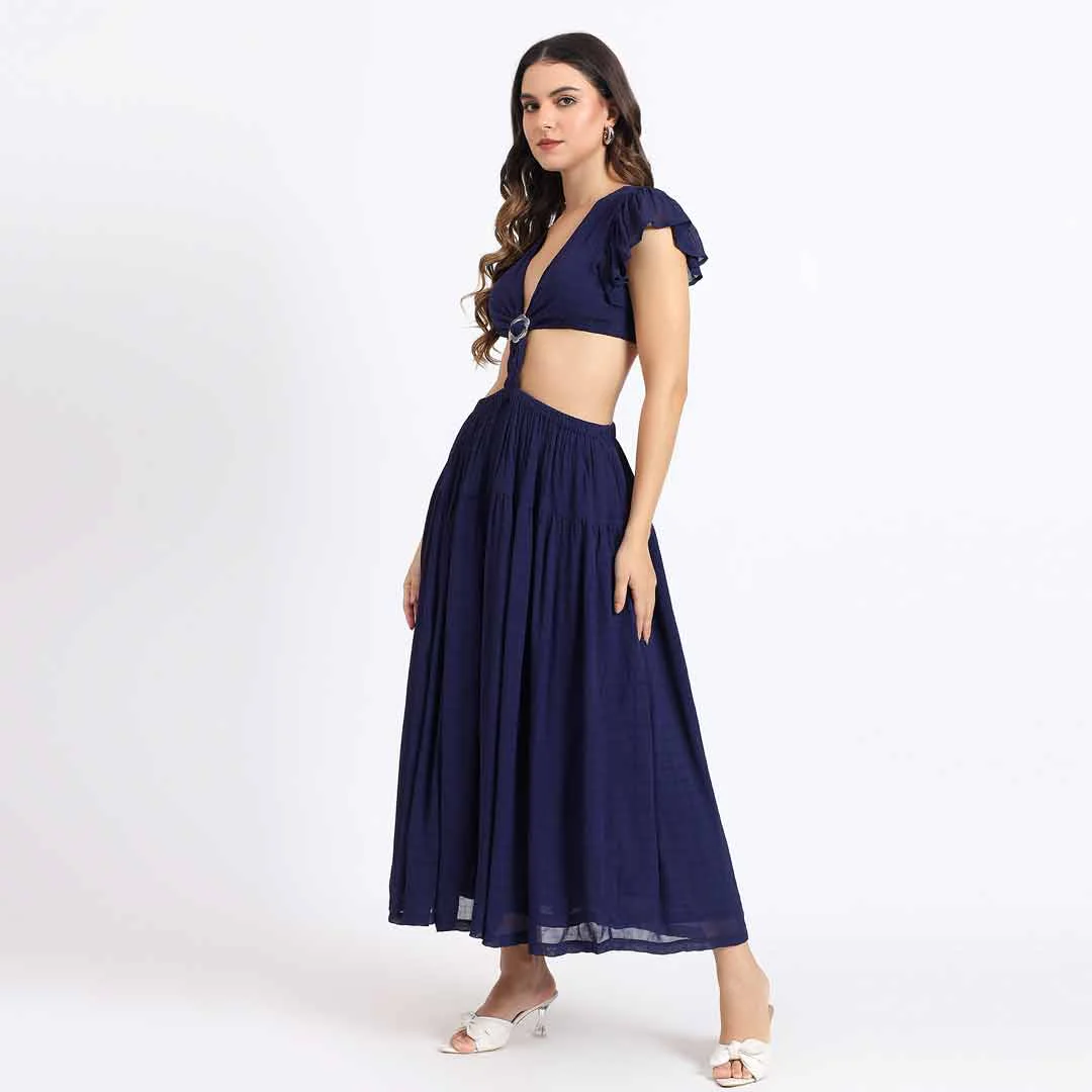 Saint Womens Blue Cut-Out Waist Maxi Dress - Image 4