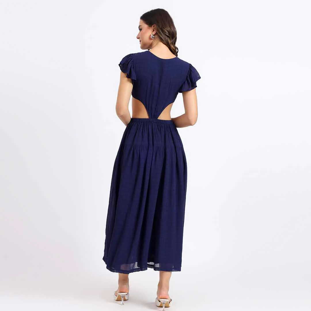 Saint Womens Blue Cut-Out Waist Maxi Dress - Image 5