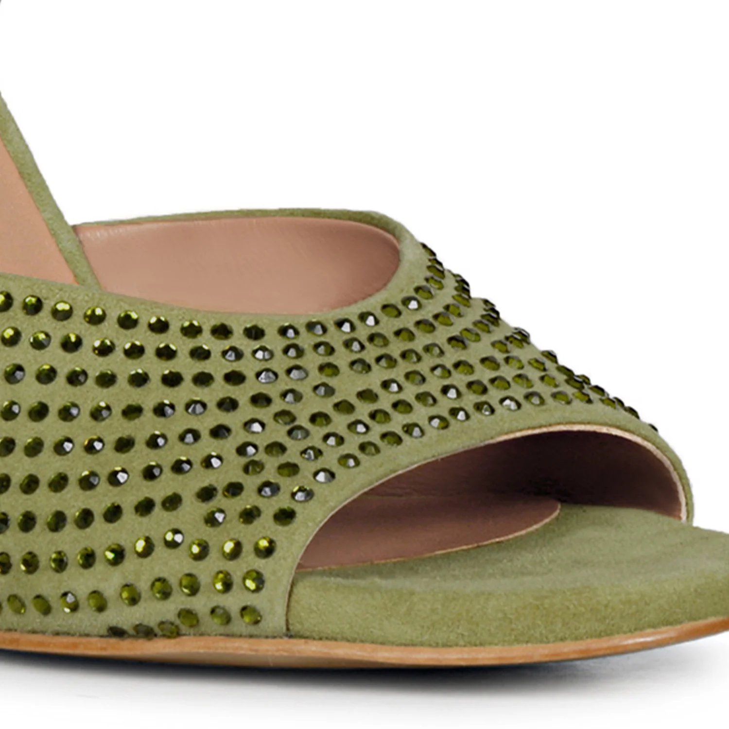Saint Amaya Crystal Studs Safari Leather Block Heels - Image 8