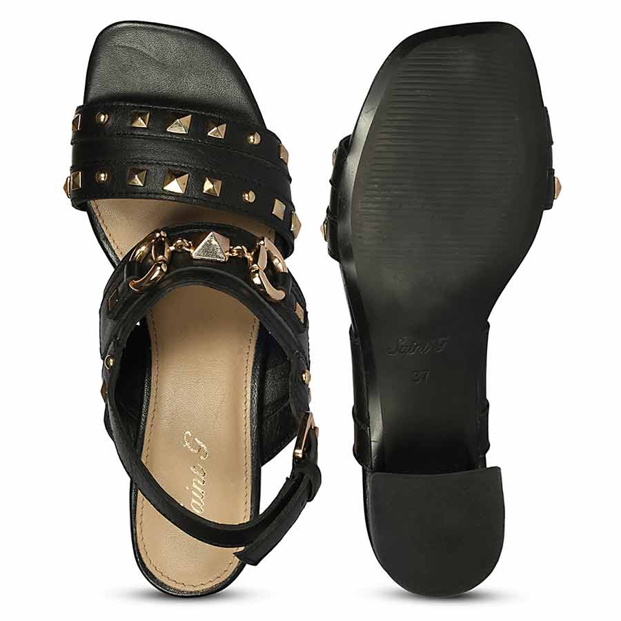 Saint Mabel Embellished Black Leather Heels - Image 7