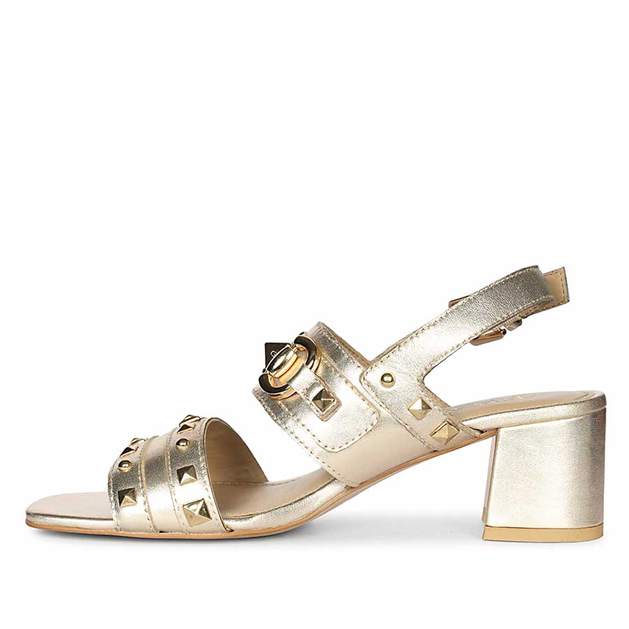 Saint Mabel Embellished Metallic Gold Leather Heels - Image 3