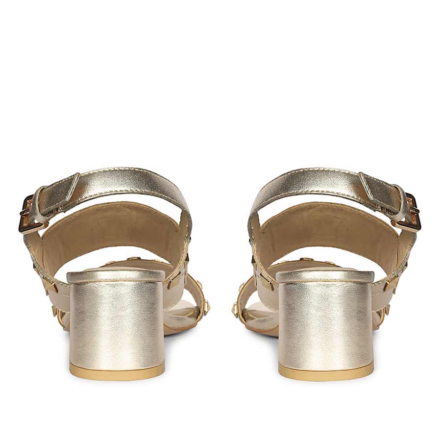 Saint Mabel Embellished Metallic Gold Leather Heels - Image 5