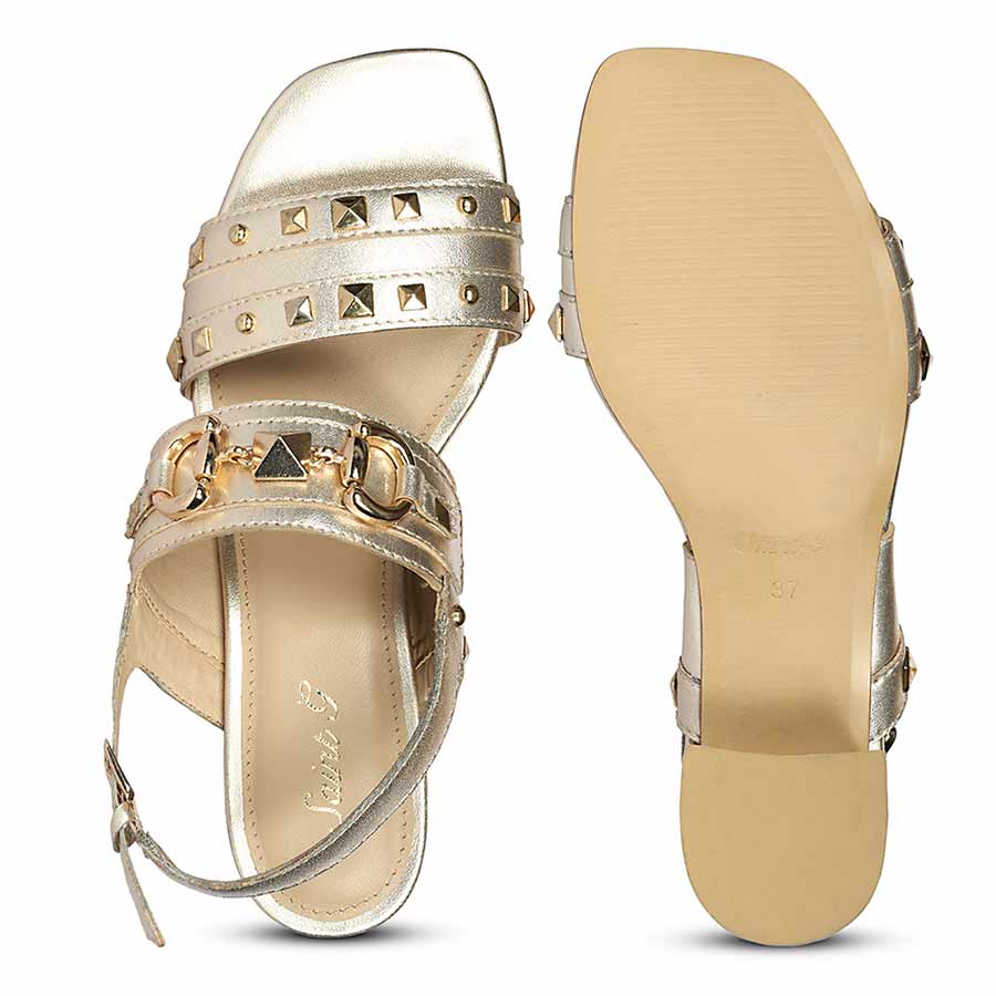 Saint Mabel Embellished Metallic Gold Leather Heels - Image 6