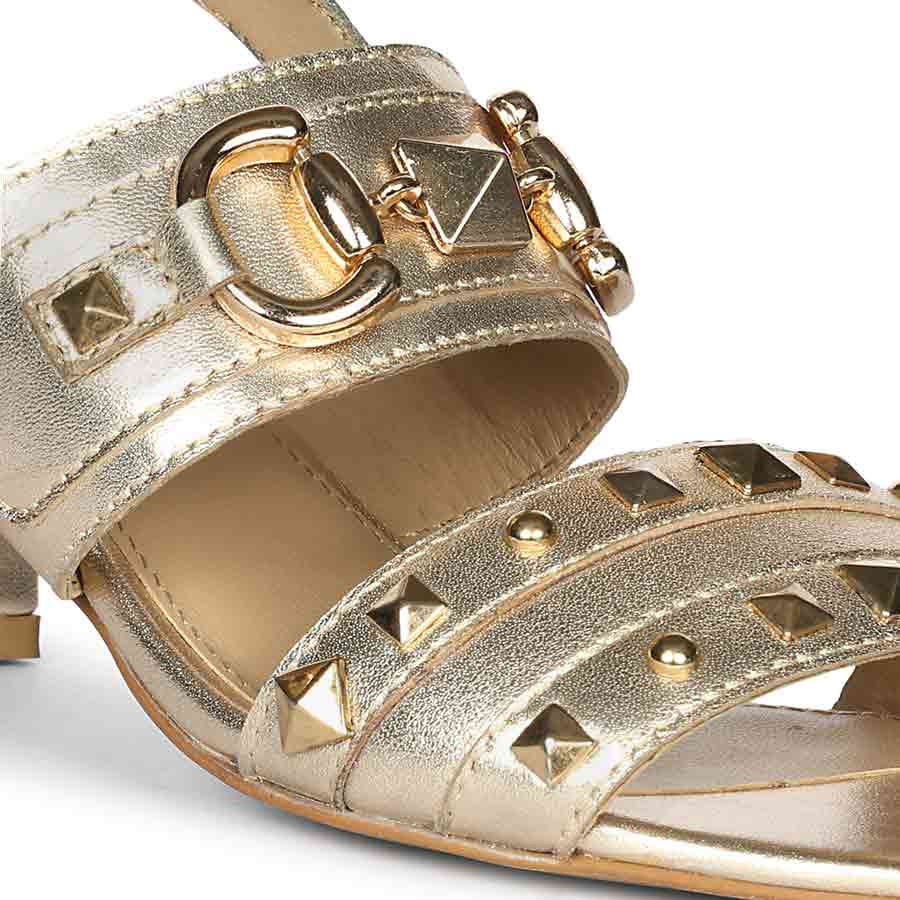 Saint Mabel Embellished Metallic Gold Leather Heels - Image 7