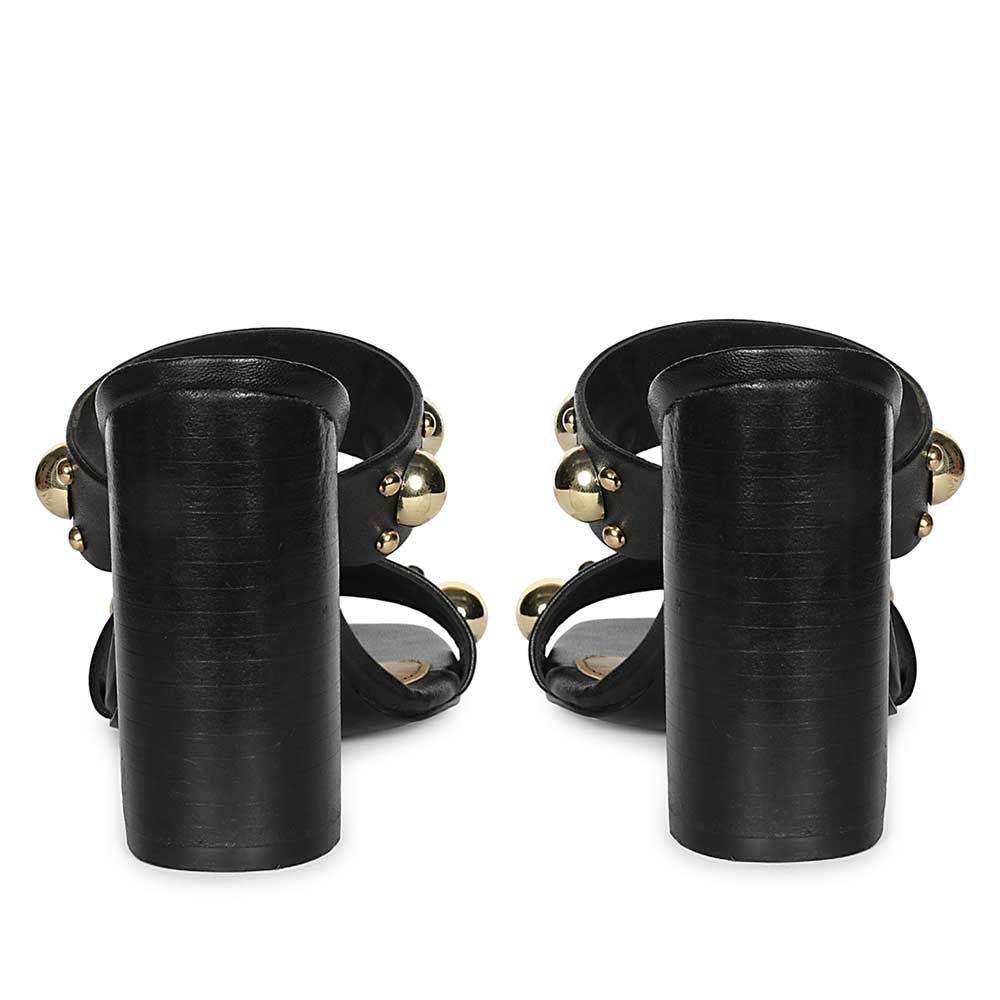 Saint Maelle Embellished Black Leather High Heels - Image 6