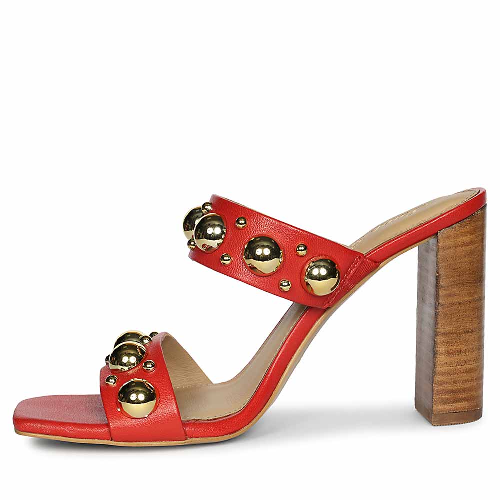 Saint Maelle Embellished Goji Berry Leather Heels - Image 4