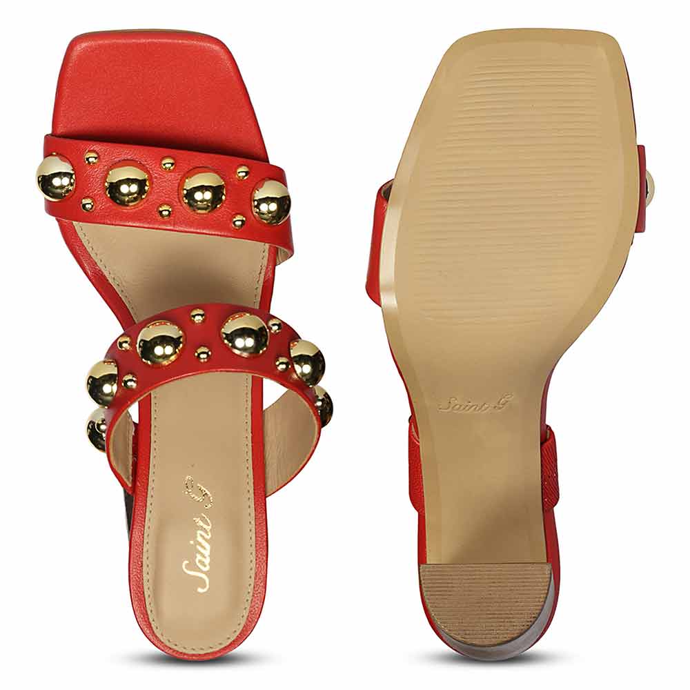 Saint Maelle Embellished Goji Berry Leather Heels - Image 7