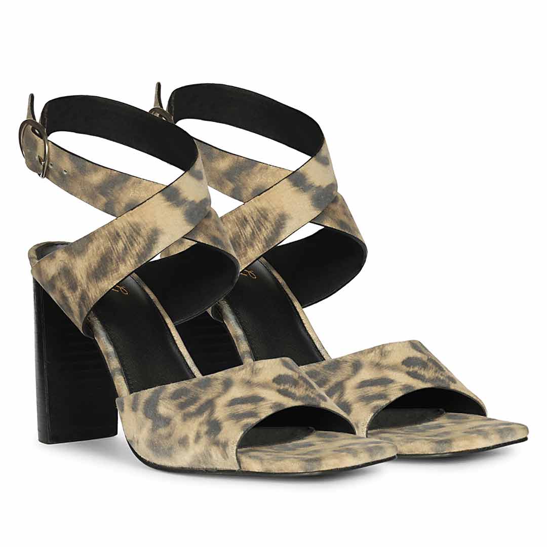 Saint Maelle Leopard Suede Leather Heels - Image 2