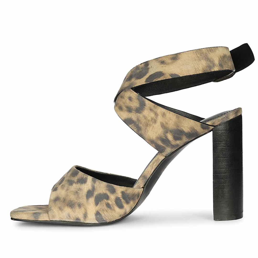 Saint Maelle Leopard Suede Leather Heels - Image 3