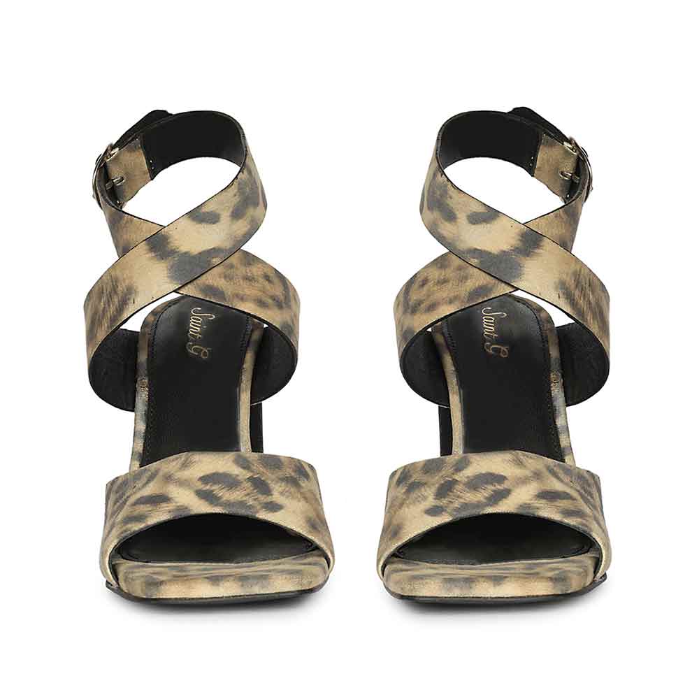 Saint Maelle Leopard Suede Leather Heels - Image 4