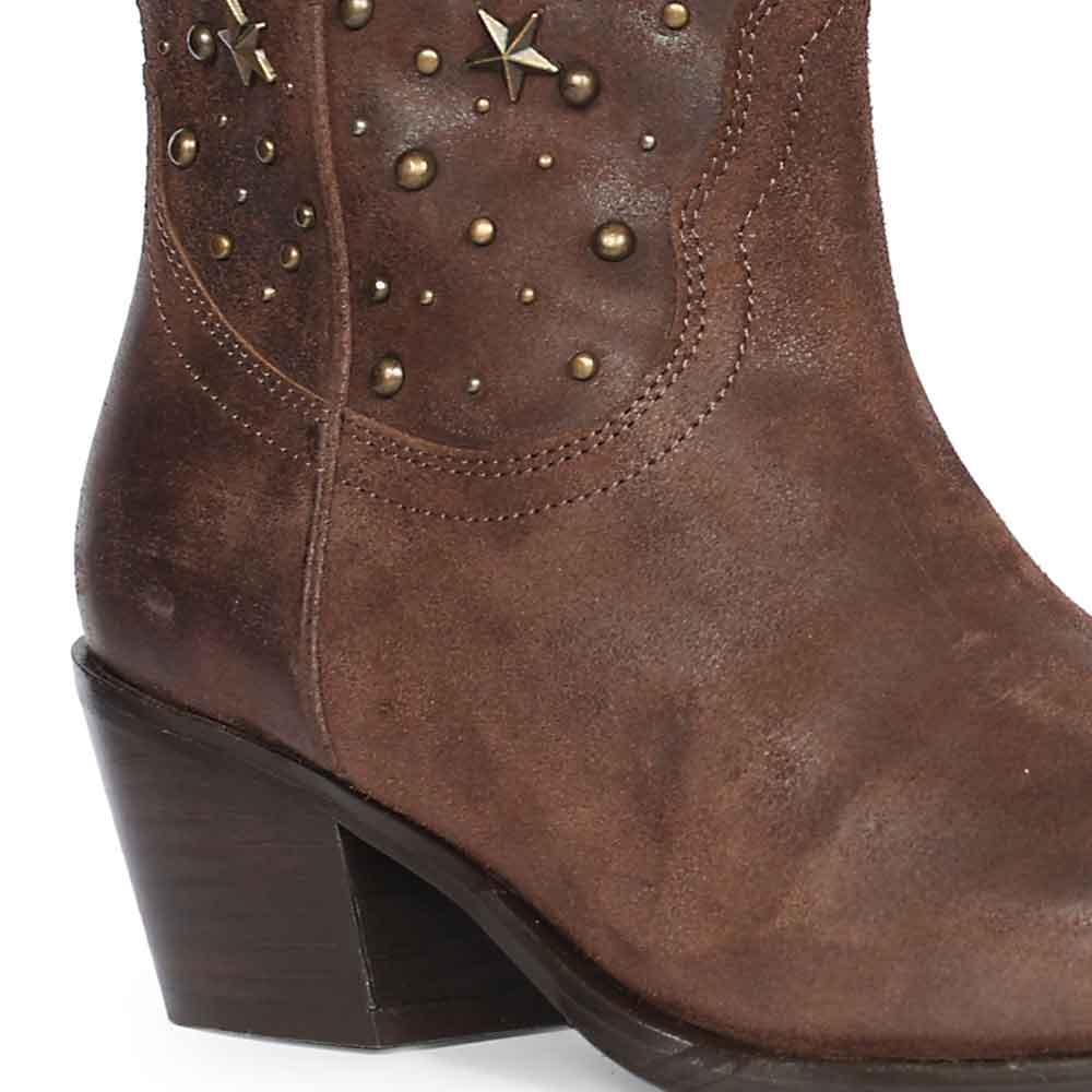 Saint Maeve Studded Brown Leather Cowboy Boots - Image 7