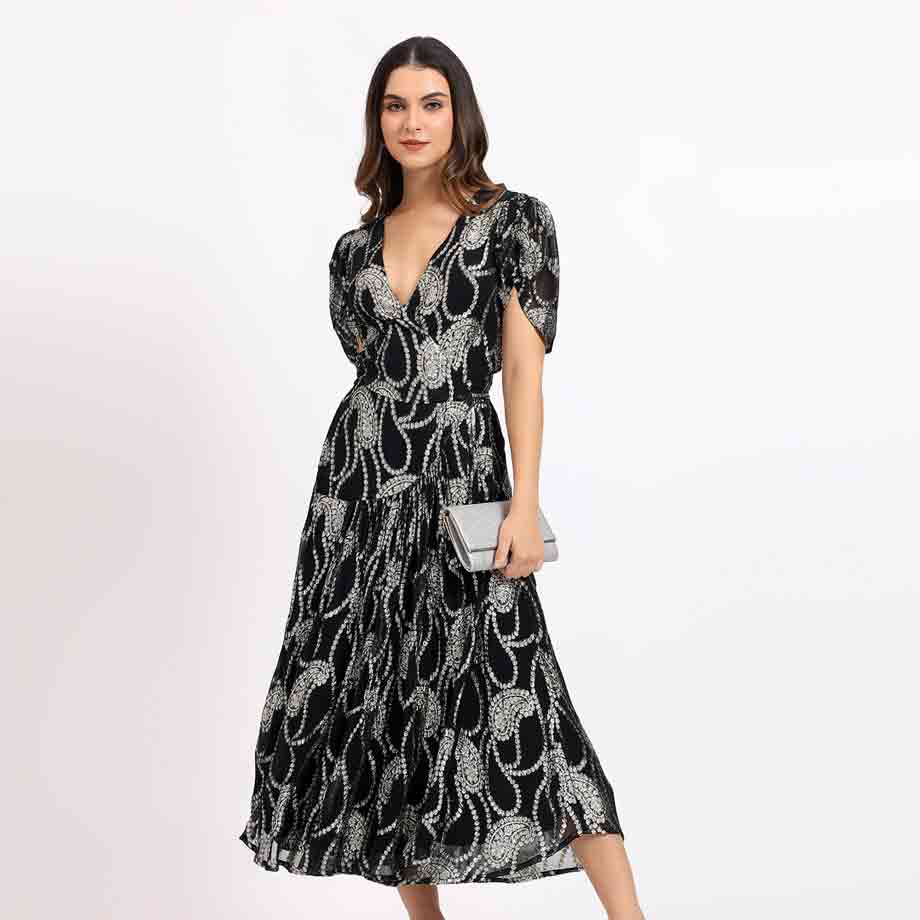 Saint Womens Black Printed Midi Dress - Image 2