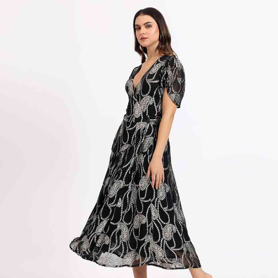 Saint Womens Black Printed Midi Dress - Image 4