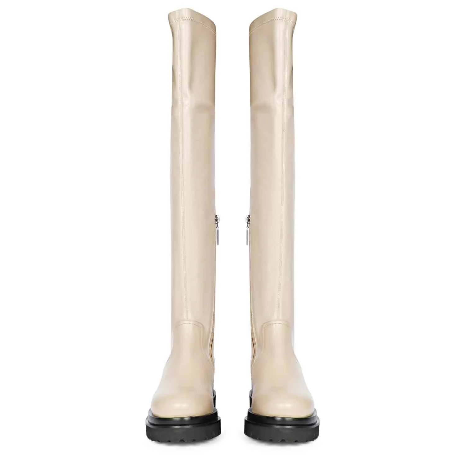 Saint Malia Taupe Stretch Napa Thigh High Boots - Image 4