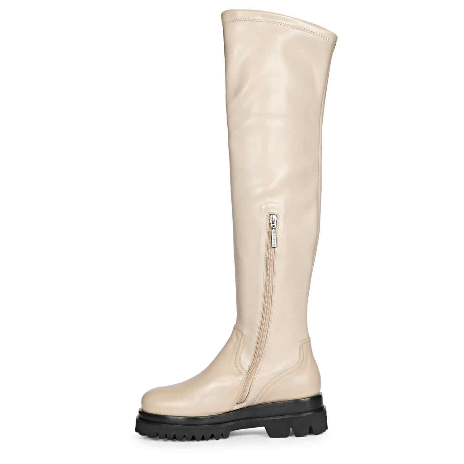 Saint Malia Taupe Stretch Napa Thigh High Boots - Image 5