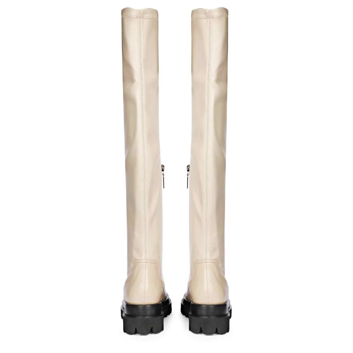Saint Malia Taupe Stretch Napa Thigh High Boots - Image 6