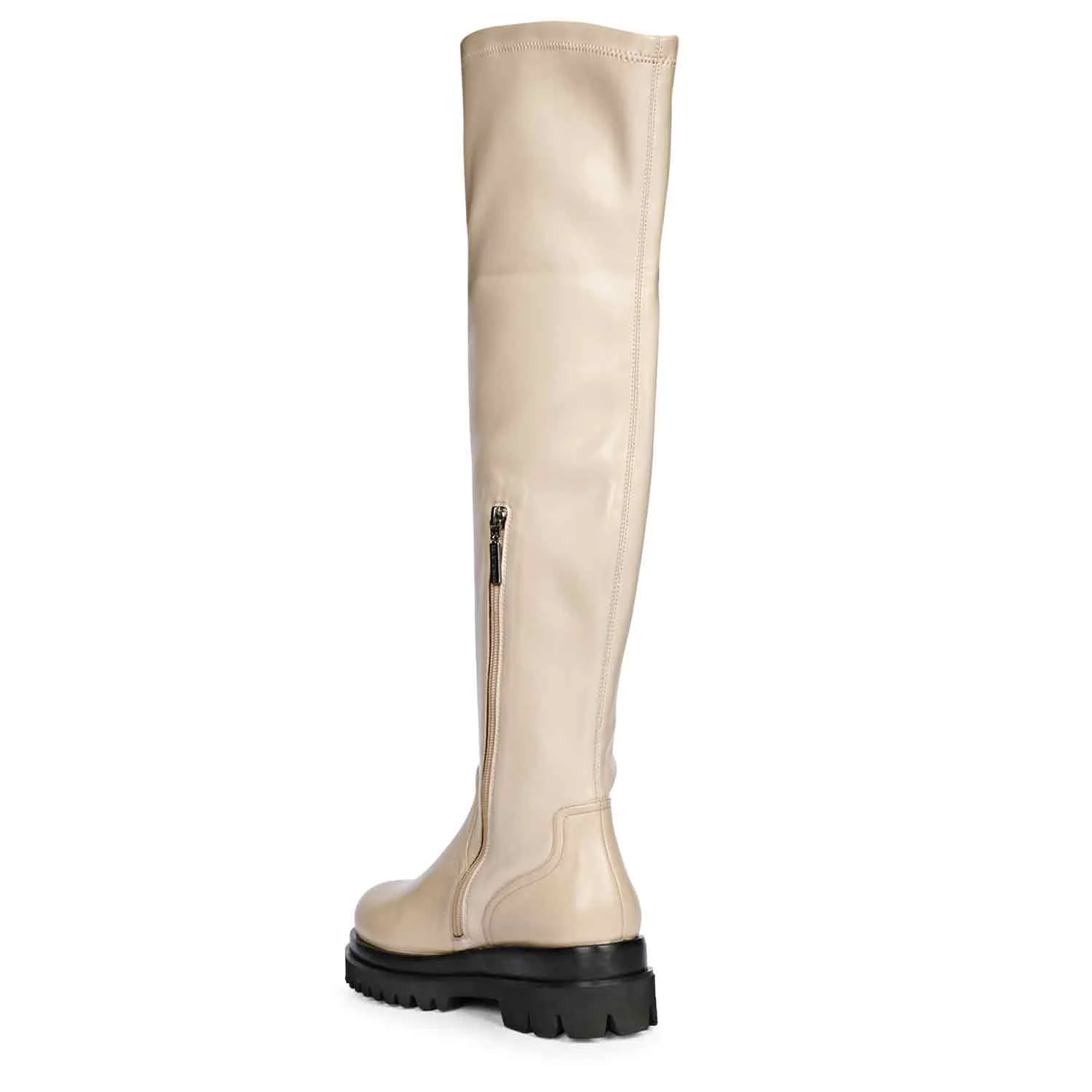Saint Malia Taupe Stretch Napa Thigh High Boots - Image 7