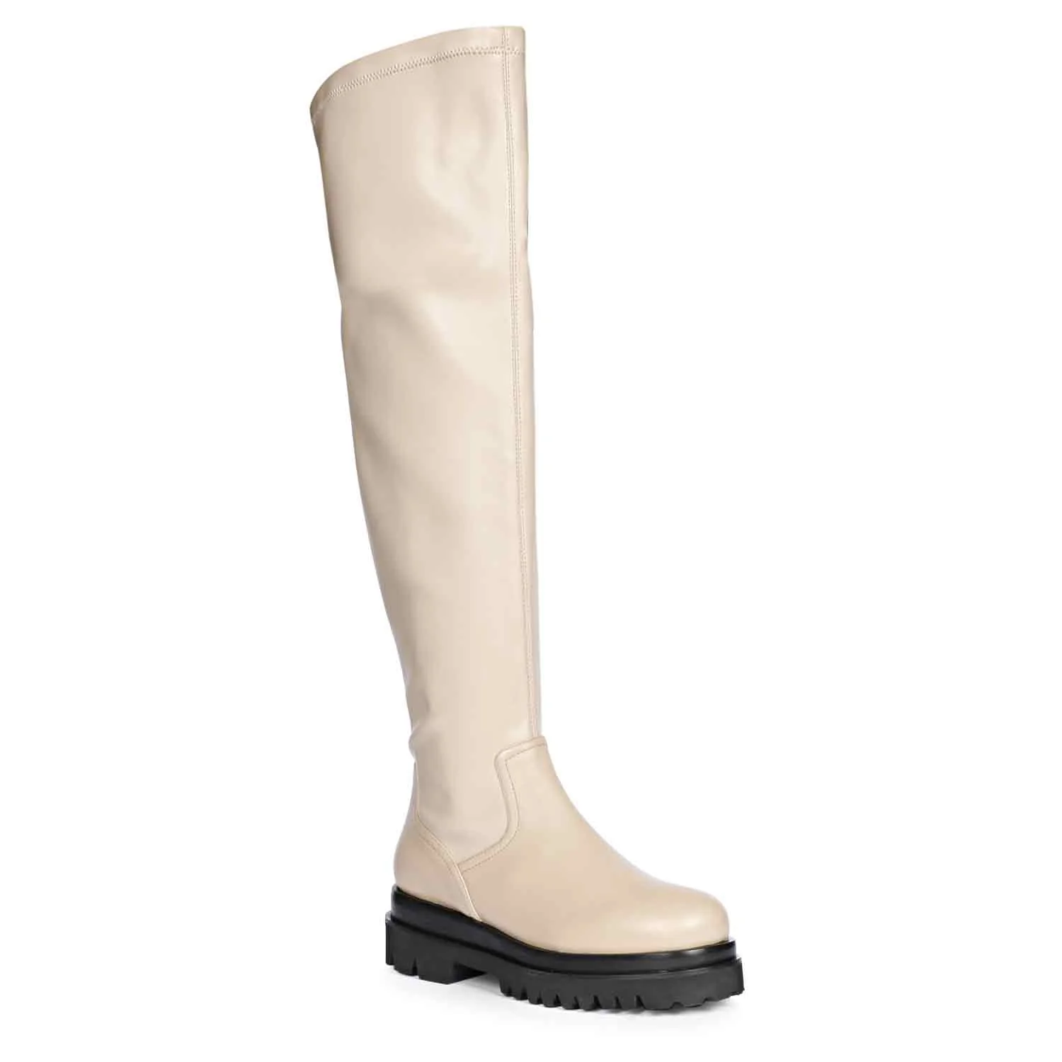 Saint Malia Taupe Stretch Napa Thigh High Boots - Image 8