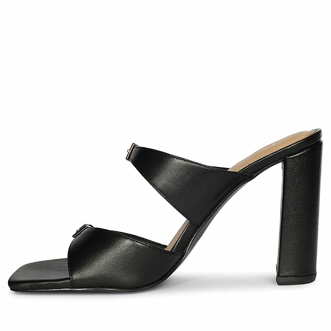 Saint Mallory Buckle Black Leather Heels - Image 3
