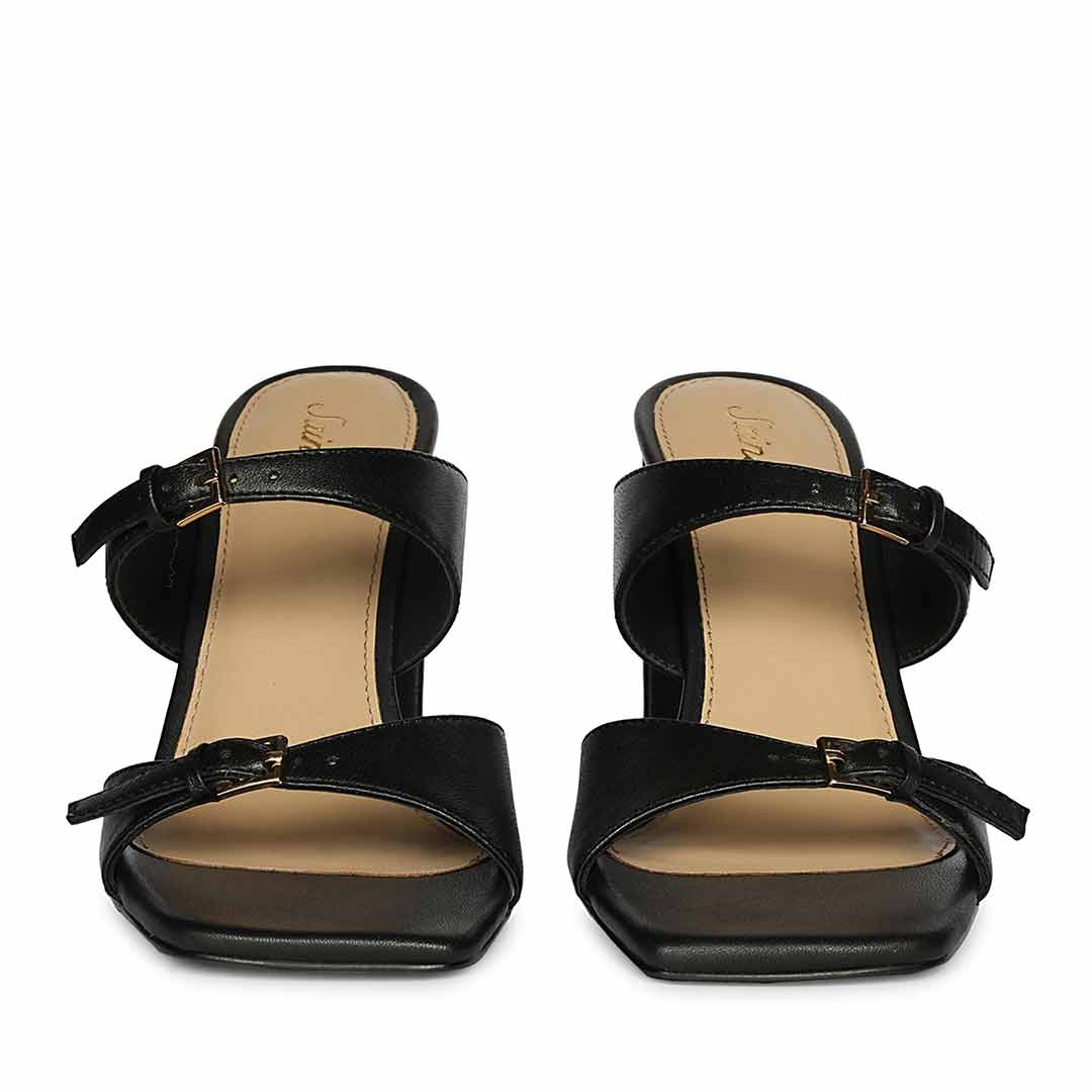 Saint Mallory Buckle Black Leather Heels - Image 4