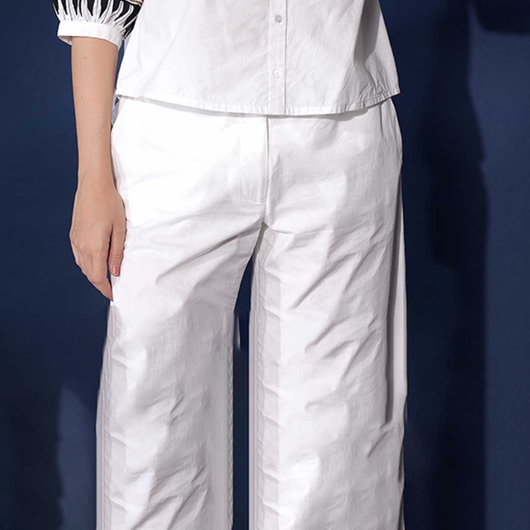 Saint Womens Solid White Cotton Trouser - Image 4