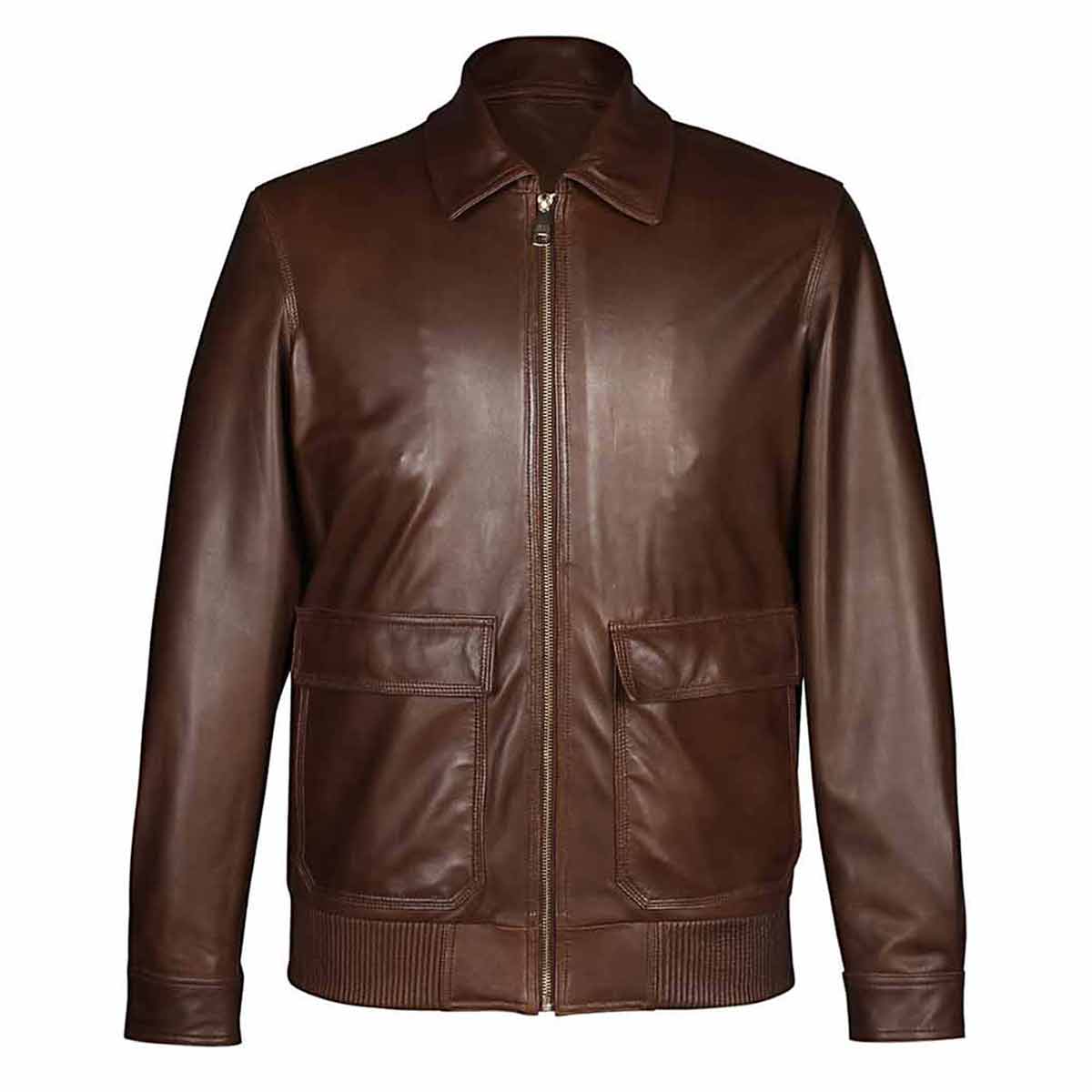 Saint Marc Men's Chocolate Leather Racer Jackets - Image 2