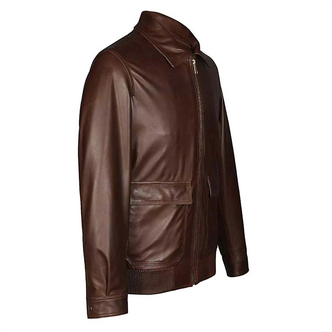 Saint Marc Men's Chocolate Leather Racer Jackets - Image 3
