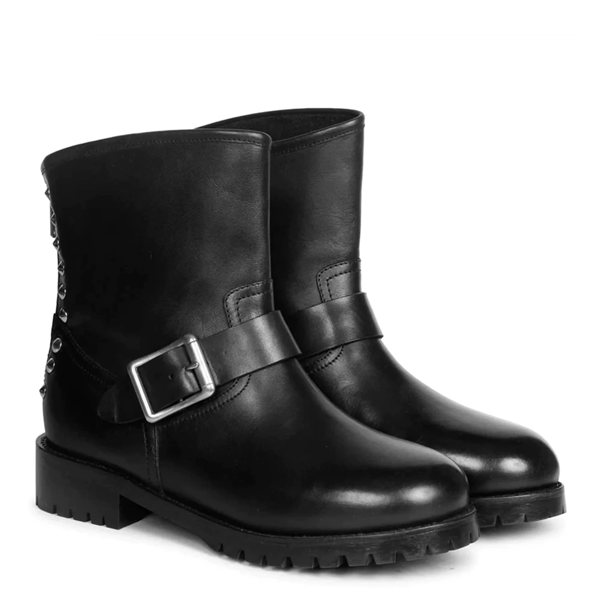 Saint Marcella Metal Studded Black Leather Ankle Boot. - Image 3