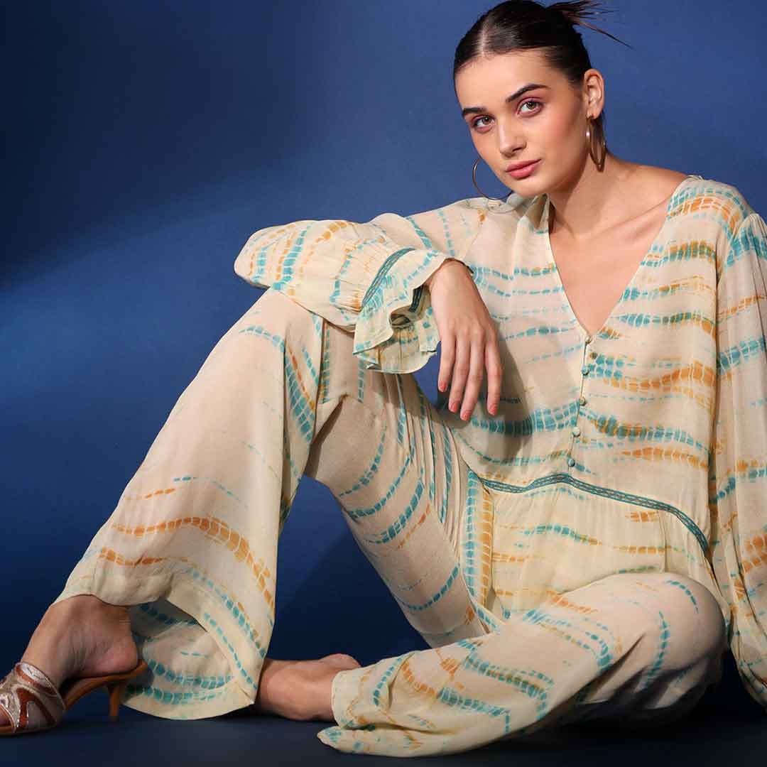 Saint Marianna Womens Multi Viscos Crepe And Dye Print Trouser - Image 4