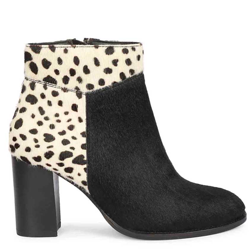 Saint Marin Black Leather Pony Hair Ankle Boots