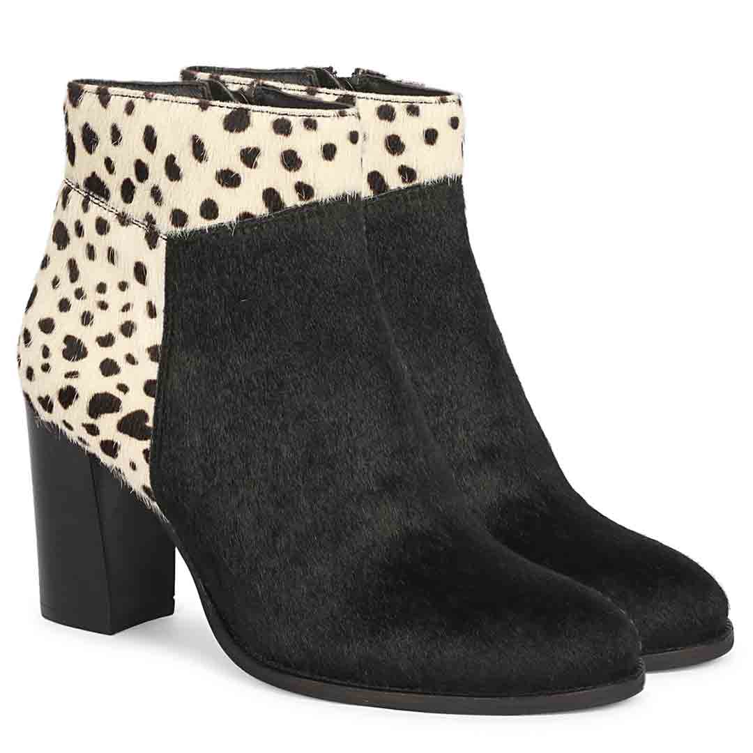 Saint Marin Black Leather Pony Hair Ankle Boots - Image 2