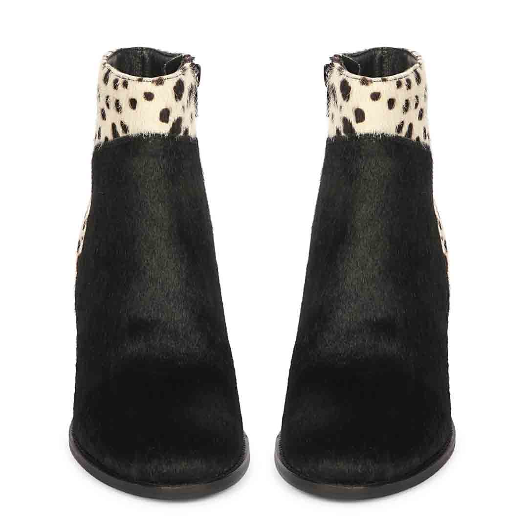Saint Marin Black Leather Pony Hair Ankle Boots - Image 3