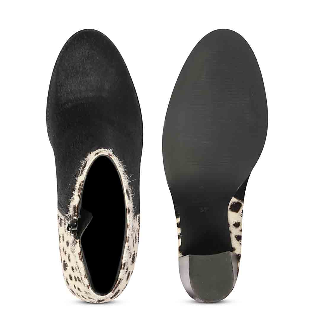 Saint Marin Black Leather Pony Hair Ankle Boots - Image 6