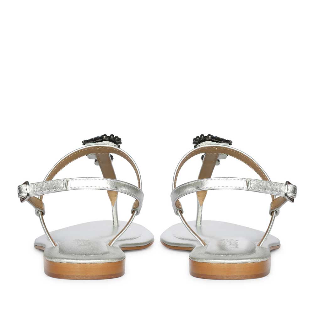 Saint Marion Seahorse Jeweled Silver Leather Sandals - Image 4