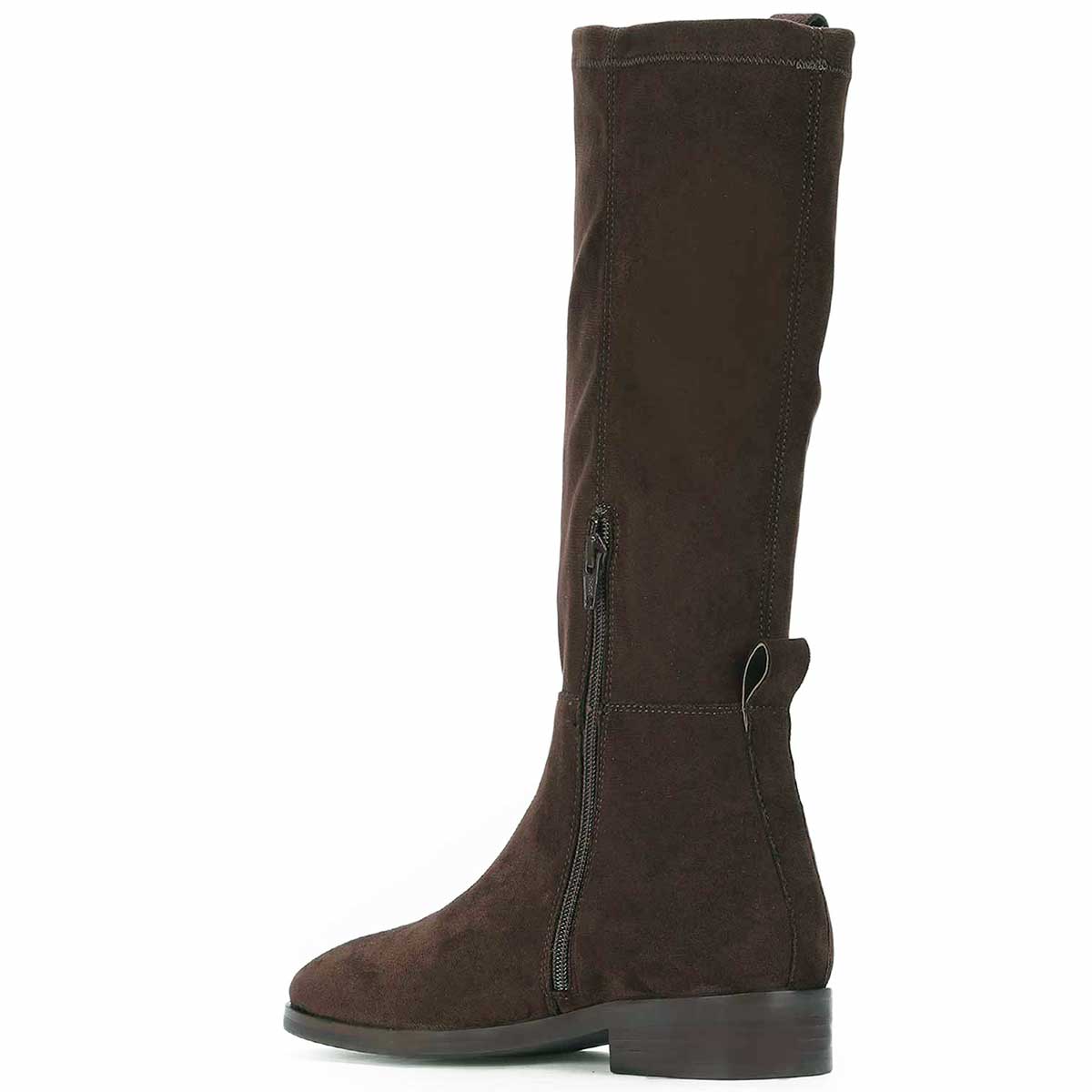 Saint Marlowe Eyelets Brown Stretch Suede Long Boots - Image 3
