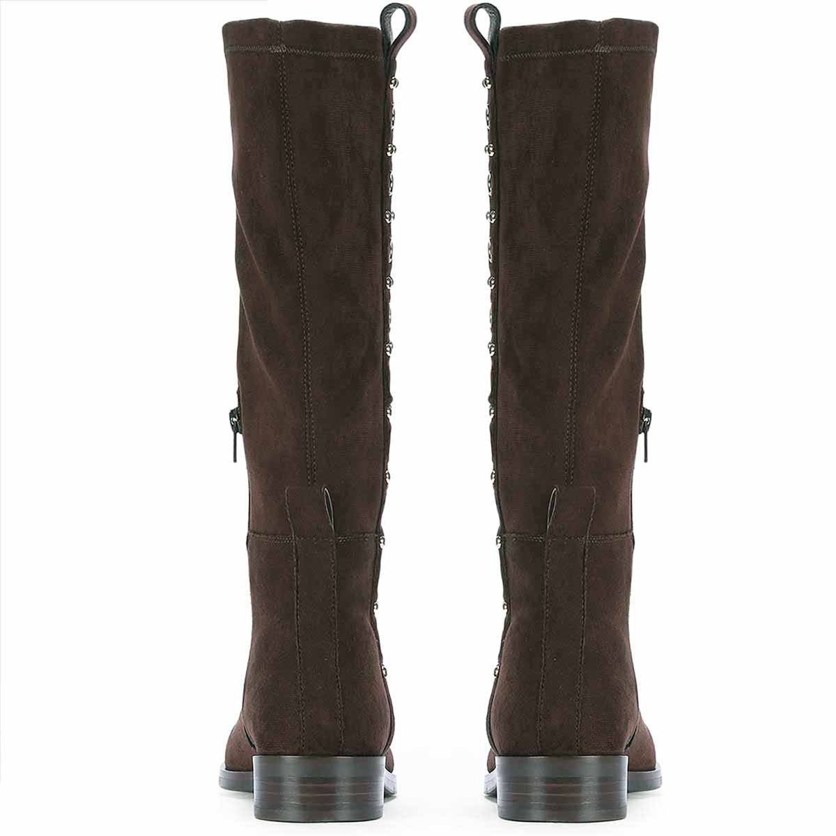 Saint Marlowe Eyelets Brown Stretch Suede Long Boots - Image 5