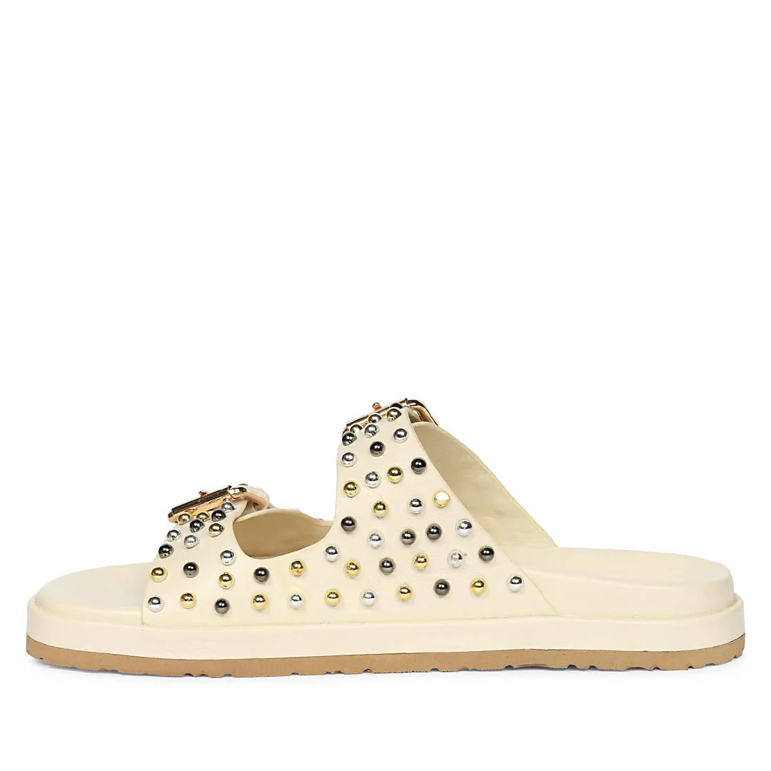 Saint Marnie Off-White Studded Leather Footbed Sandals - Image 4