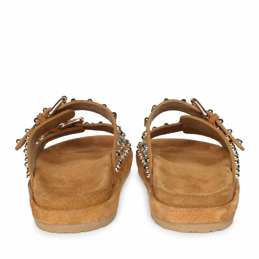 Saint Marnie Studded Tan Leather Footbed Sandals - Image 5