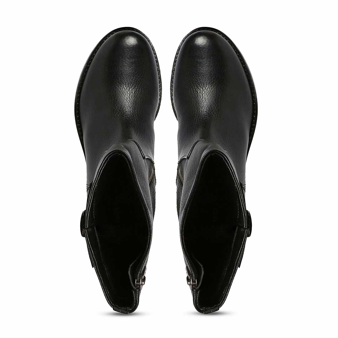 Saint Martina Black Leather High Ankle Boots - Image 7