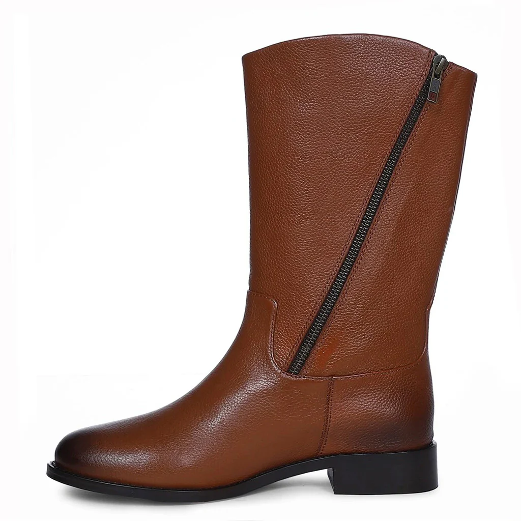 Saint Martina Two Color Toned Tan Leather High Ankle Boots - Image 4
