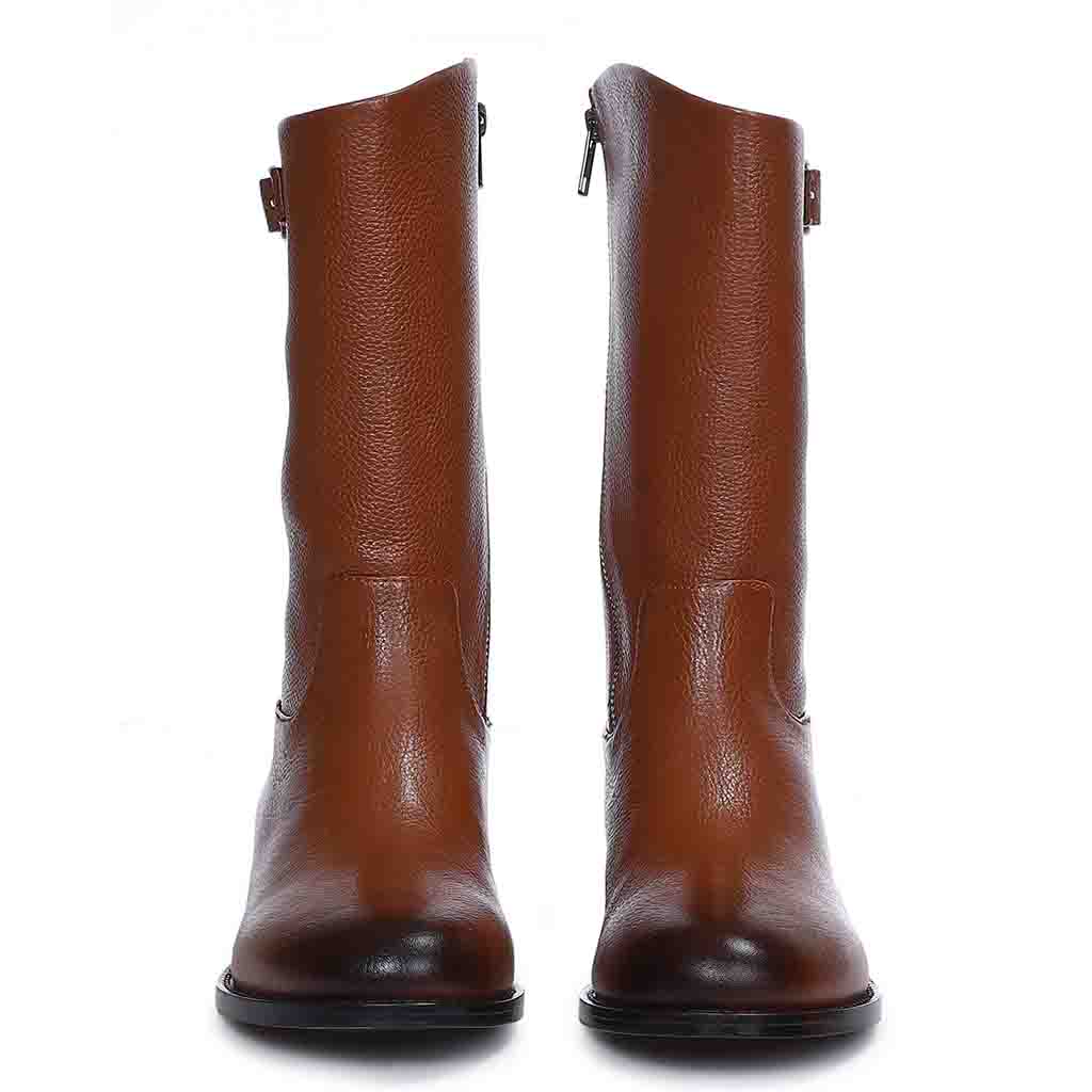 Saint Martina Two Color Toned Tan Leather High Ankle Boots - Image 5