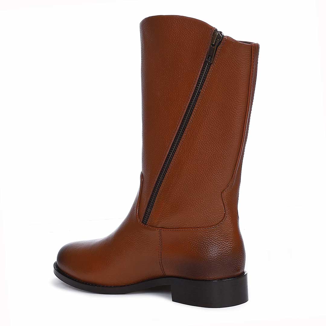 Saint Martina Two Color Toned Tan Leather High Ankle Boots - Image 7
