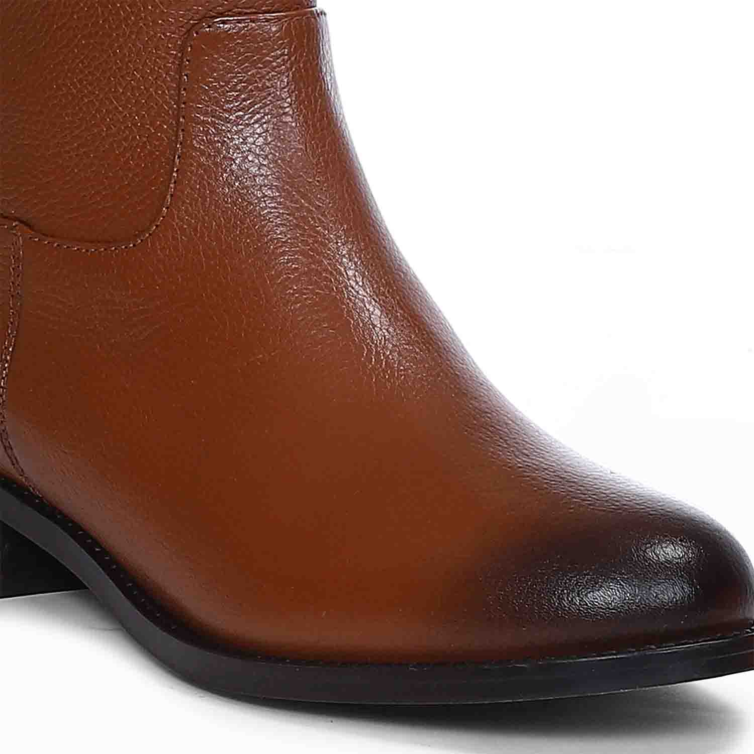 Saint Martina Two Color Toned Tan Leather High Ankle Boots - Image 8