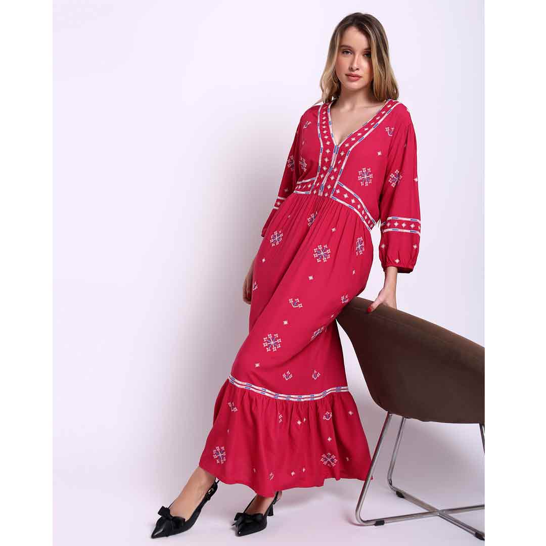 Saint Womens Red Geometric Dress - Image 2