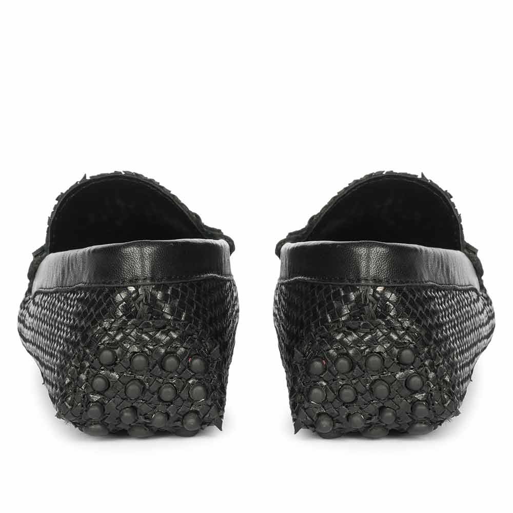 Saint Aurora Black Handwoven Leather Horsebit Loafers - Image 5