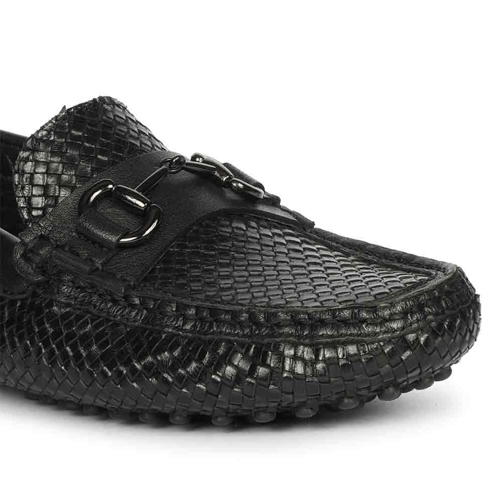 Saint Aurora Black Handwoven Leather Horsebit Loafers - Image 7