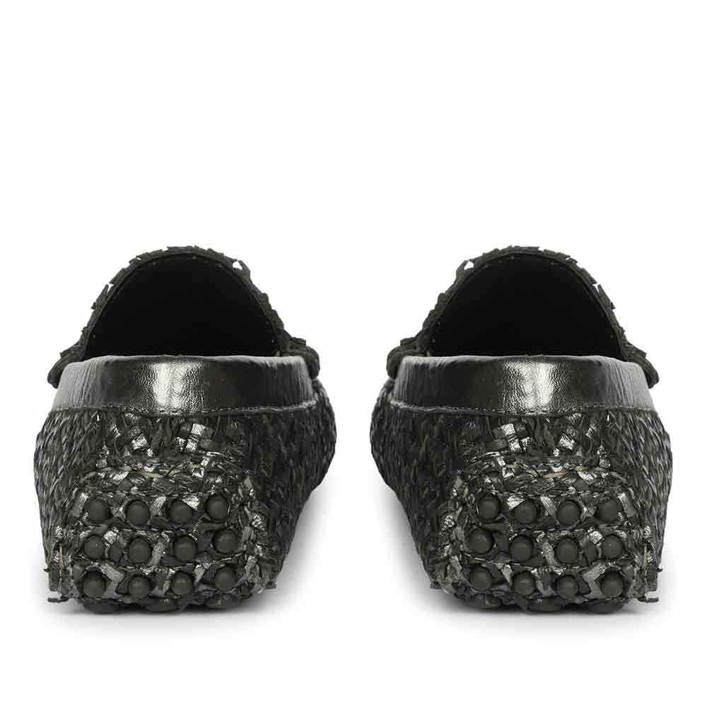 Saint Aurora Gunmetal Black Handwoven Leather Horsebit Loafers - Image 5