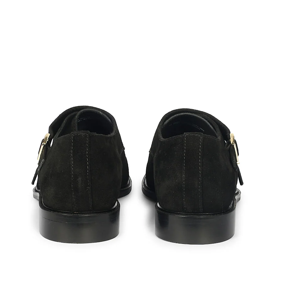 Saint Mathis Black Suede Leather Double Buckle Monk Shoes - Image 5