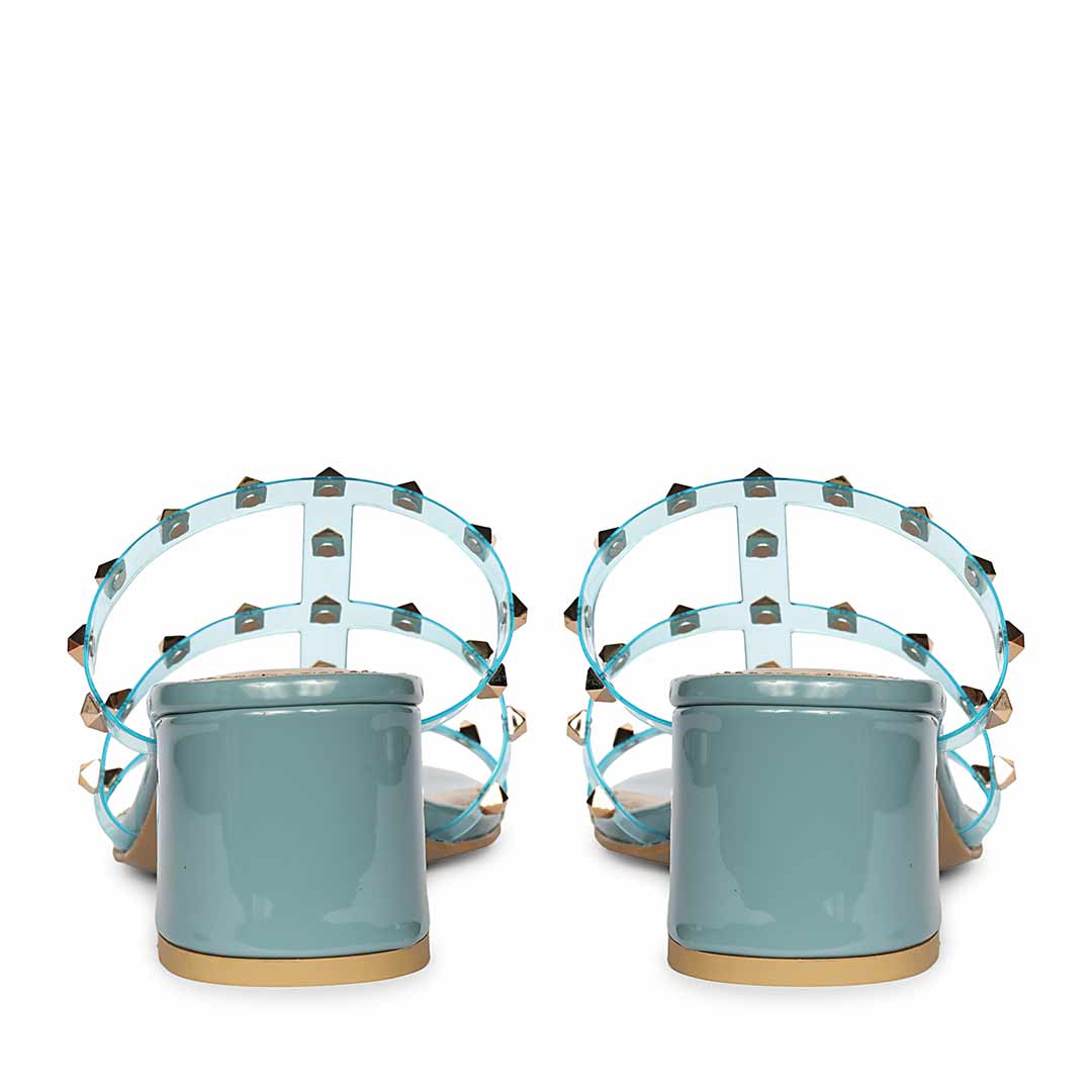 Saint Mavis Gold Studs Blue Block Heels - Image 6