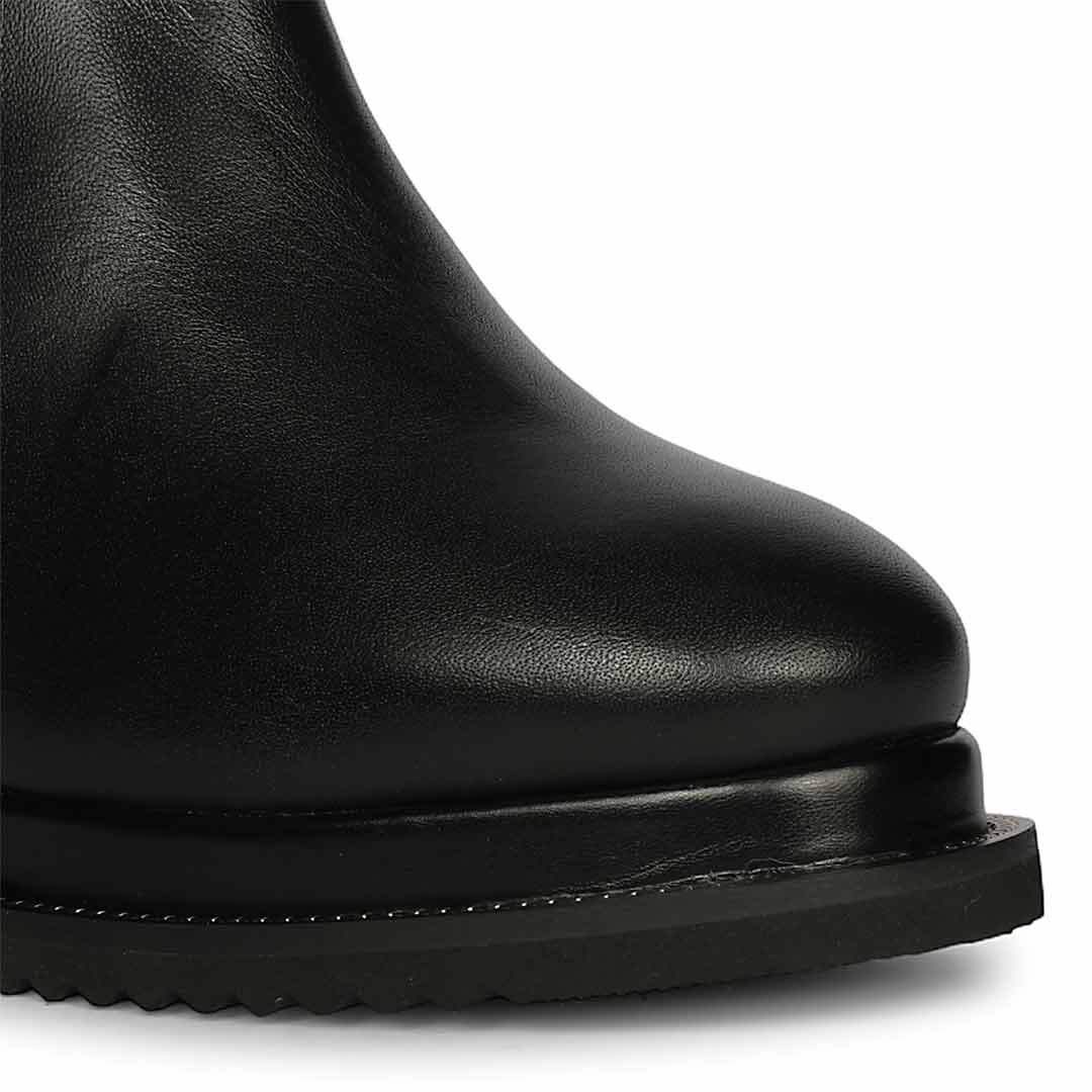Saint Meliora Metal Studs Black Leather Wedge Heel Boots - Image 6